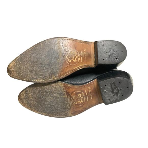 Cats Paw Vintage Western Cowboy Boots Black Leather Pull On Riding Italy 10 1/2 main image 8